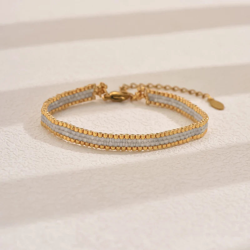 Women'S Bohemia Multilayer Weave Bracelet Adjustable Stainless Steel Chain Miyuki Beads Charm Fashion Jewelry Gift