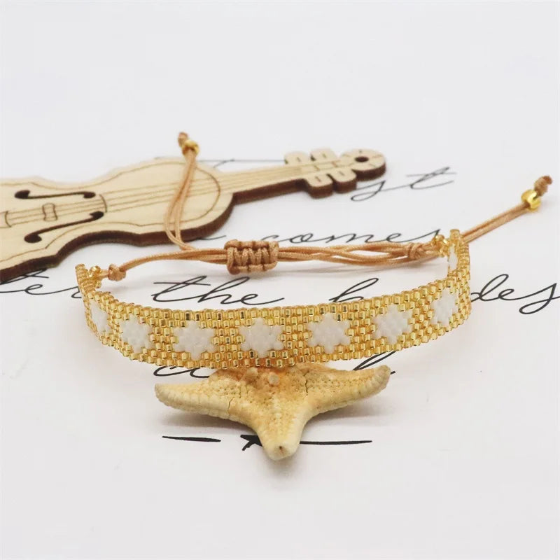 Miyuki Bracelet for Women Fashion Weaving Star Pattren Adjustable Jewelry Friendship Boho Colorful Bracelets Girls Gift