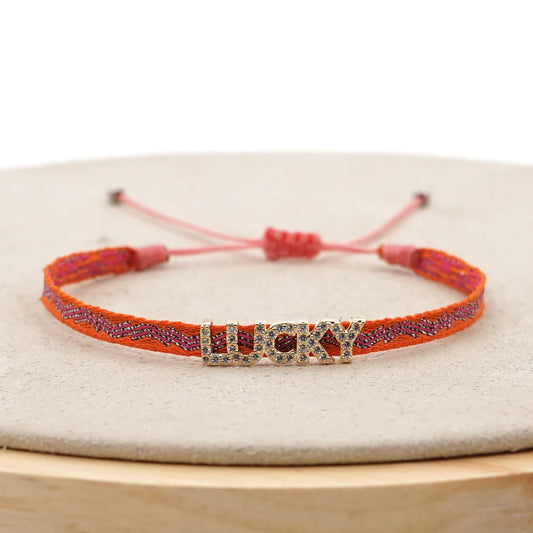 Handmade Braided Bracelet Rhinestones Letter Charm Bracelets for Women Evil Eye Pulseras Jewelry Gift for Friends