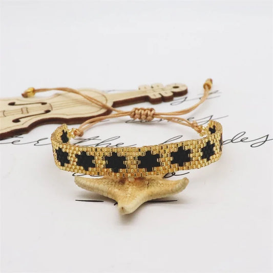 Miyuki Bracelet for Women Fashion Weaving Star Pattren Adjustable Jewelry Friendship Boho Colorful Bracelets Girls Gift