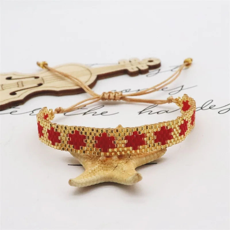 Miyuki Bracelet for Women Fashion Weaving Star Pattren Adjustable Jewelry Friendship Boho Colorful Bracelets Girls Gift