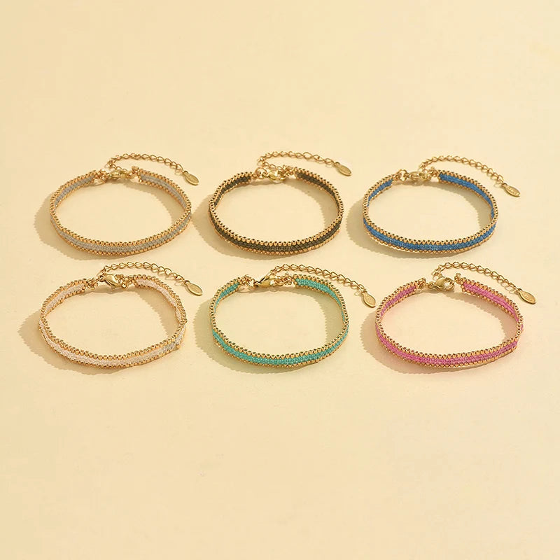 Women'S Bohemia Multilayer Weave Bracelet Adjustable Stainless Steel Chain Miyuki Beads Charm Fashion Jewelry Gift