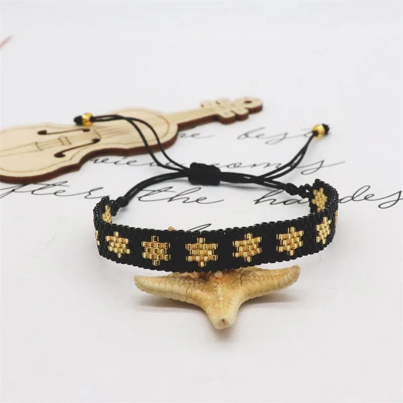 Miyuki Bracelet for Women Fashion Weaving Star Pattren Adjustable Jewelry Friendship Boho Colorful Bracelets Girls Gift