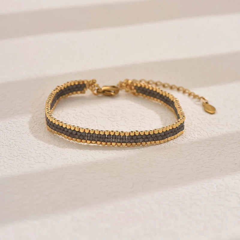 Women'S Bohemia Multilayer Weave Bracelet Adjustable Stainless Steel Chain Miyuki Beads Charm Fashion Jewelry Gift