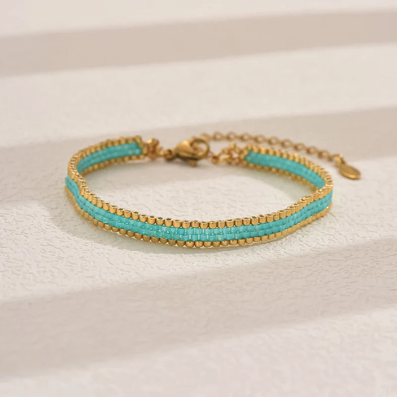 Women'S Bohemia Multilayer Weave Bracelet Adjustable Stainless Steel Chain Miyuki Beads Charm Fashion Jewelry Gift