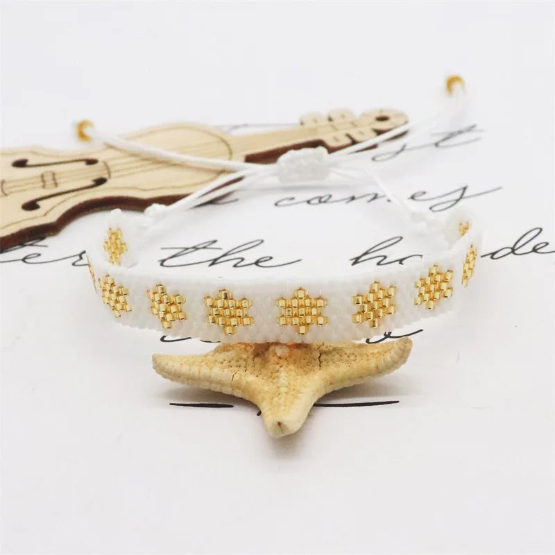 Miyuki Bracelet for Women Fashion Weaving Star Pattren Adjustable Jewelry Friendship Boho Colorful Bracelets Girls Gift