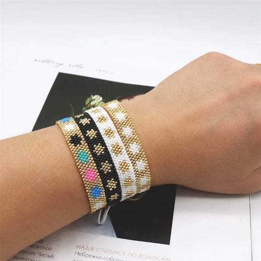 Miyuki Bracelet for Women Fashion Weaving Star Pattren Adjustable Jewelry Friendship Boho Colorful Bracelets Girls Gift
